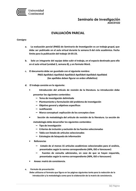 Pa Sem Investigacion Evaluaci N Parcial Consigna A La