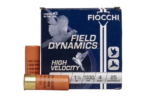 Fiocchi 12 Gauge 2 3 4 In 1 1 4 Oz 4 Shot Field Dynamics High Velocity