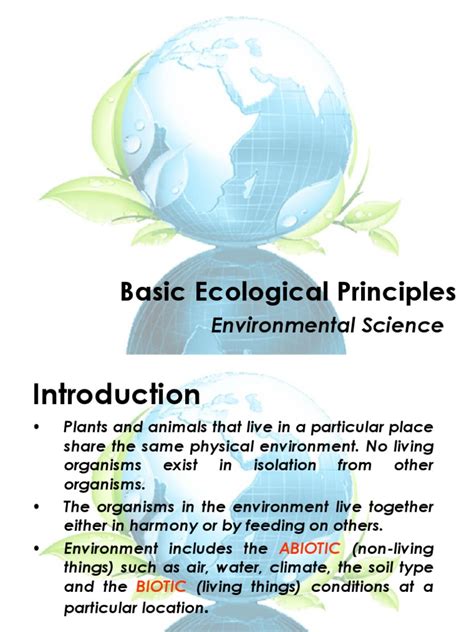 Basic Ecological Concepts And Principles Pdf Ecology Ecosystem