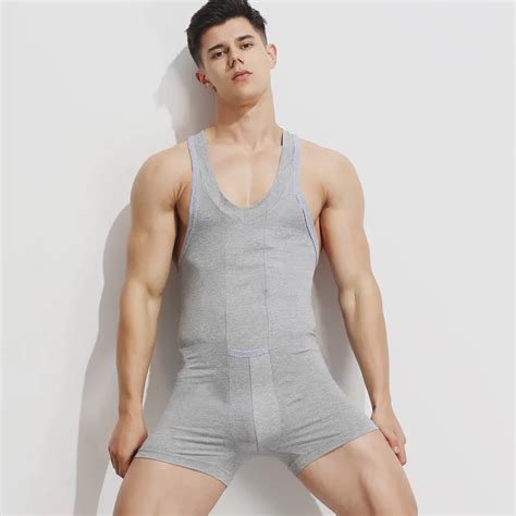 Brand Mens Undershirt Sexy Underwear Cotton Men Tank Tops Men Bodysuit Undershirt Jumpsuit