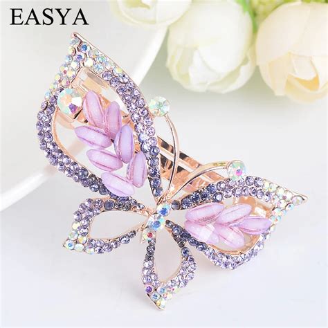 Buy Easya New Fashion Rhinestone Crystal Butterfly Hairpin Barrettes Hollow Out