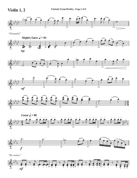 Patriotic Hymn Medley Choral Anthem SATB Violin Sheet Music PDF