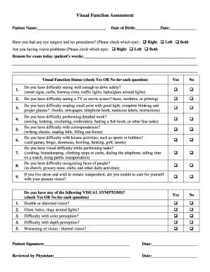 Fillable Online Visual Function Assessment Cataract Surgery Lasik Fax