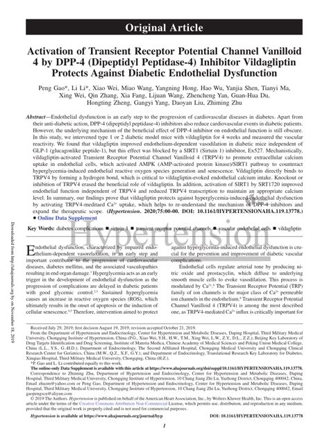 PDF Activation Of Transient Receptor Potential Channel Vanilloid 4 By