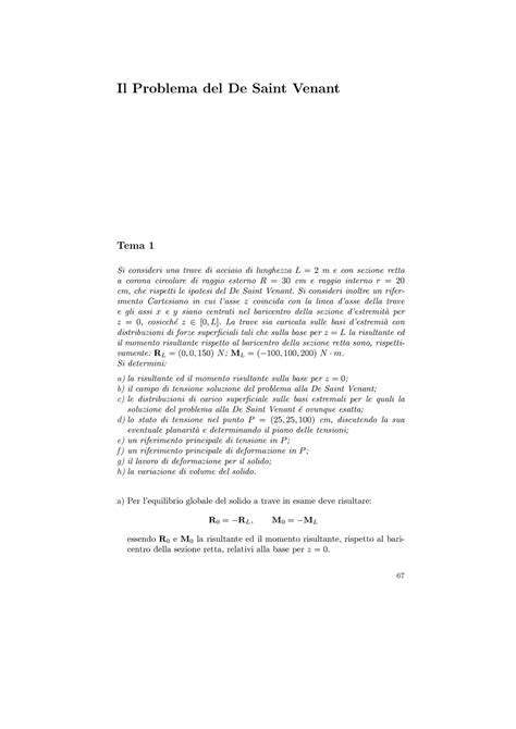 Appunti Il Problema Del De Saint Venant Scienza Delle Costruzioni