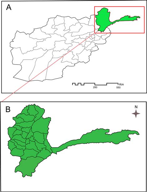 A: Map of Afghanistan; B: Badakhshan Province. | Download Scientific ...