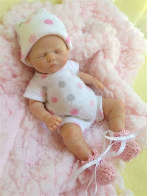 OOAK MINI Prosculpt Polymer Clay Newborn Baby Girl Sculpt Art Doll 5 1