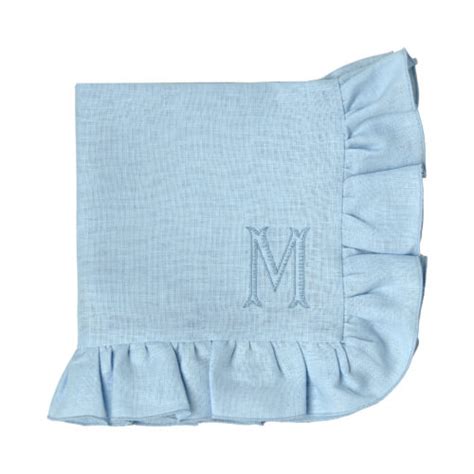 Rebecca Udall Ruffle Pale Blue The Embroidered Napkin Co