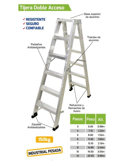 Escalera Doble Acceso De Aluminio Industrial Escaleras Per