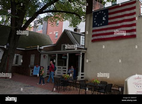 Betsy Ross House With Original Us Flag Hanging Philadelphia