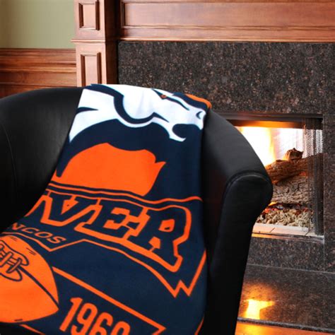 Denver Broncos 50'' x 60'' Marque Fleece Throw Blanket - Navy Blue/Orange