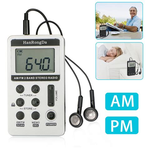 Portable Digital Pocket LCD AM/FM Radio Rechargeable with Earphone ...