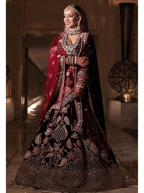 Dark Maroon Color Wedding Lehenga Choli Indian Bridal Outfits Indian