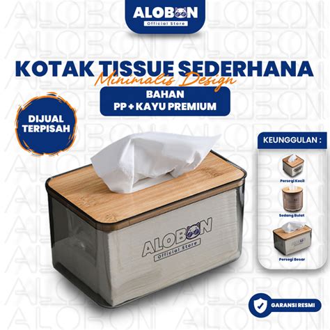 Jual ALOBON Tempat Tisu Kotak Tisu Kayu Transparan Kotak Tissue Kamar