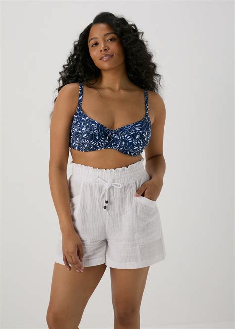 Navy Paisley Bikini Top Matalan