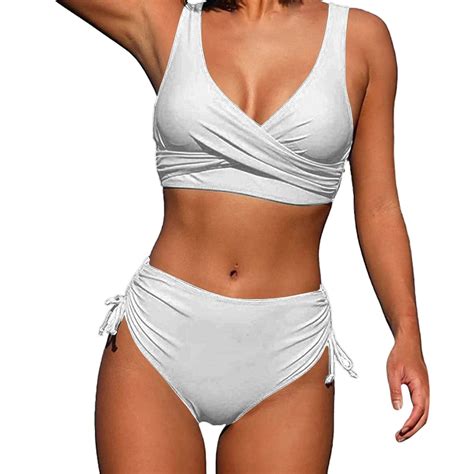 Gzea Woman New Split Wrap Lace Up Hollow Out Bikini Solid Color