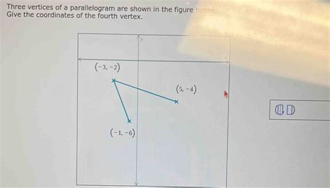 Three Vertices Of A Parallelogram Are Shown In The Figure Below Give