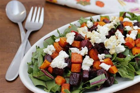 Roasted Beet Butternut Squash Beet Green Salad