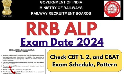 RRB ALP Exam Date 2024 Check CBT 1 2 And CBAT Exam Schedule Pattern