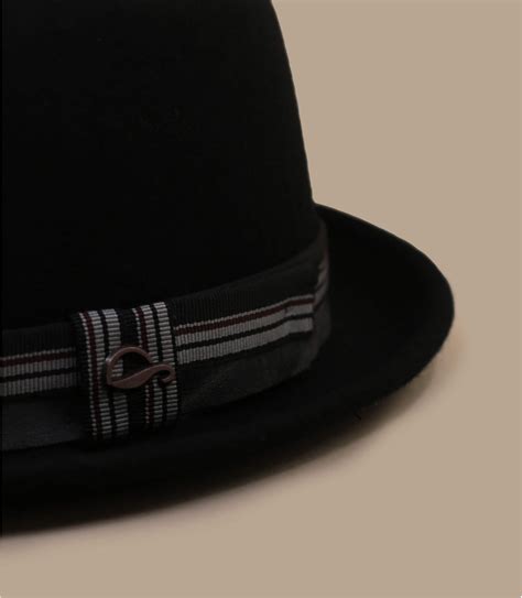 Chapeau Pork Pie Noir Ruban De Couleur Laine Diamond Wool Black