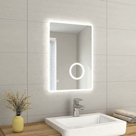 Emke Backlit Illuminated Bathroom Mirror With Shaver Socket Wall