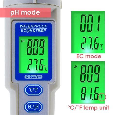 PH EC Temperature Meter ATC 3 In 1 Waterproof Pen Type Water Quality