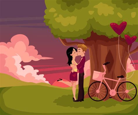 70 Romantic Couple Kissing Sunset Cartoons Stock Illustrations Royalty Free Vector Graphics