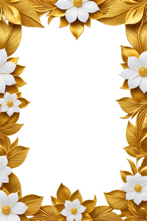 AI generated luxury gold flower frame border png transparent background ...