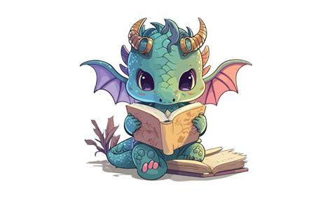 Dragon Reading A Book Vector Graphic By Breakingdots · Creative Fabrica