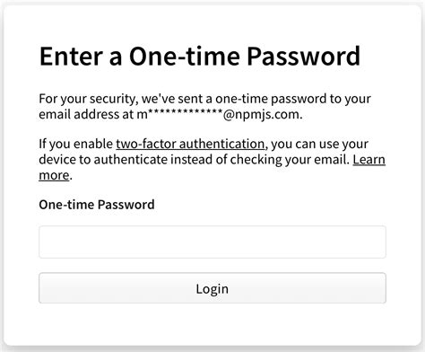 Receiving A One Time Password Over Email Npm Docs