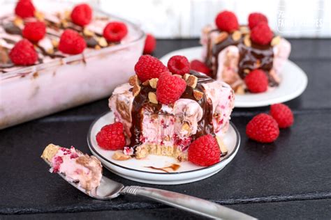 Raspberry Almond Fudge Ice Cream Cake (easy dessert recipe)