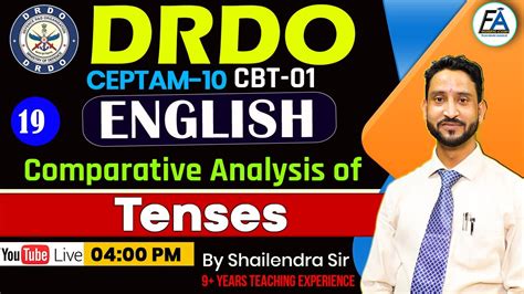 19 Comparative Analysis Of TENSES GENERAL ENGLISH DRDO CEPTAM10 CBT