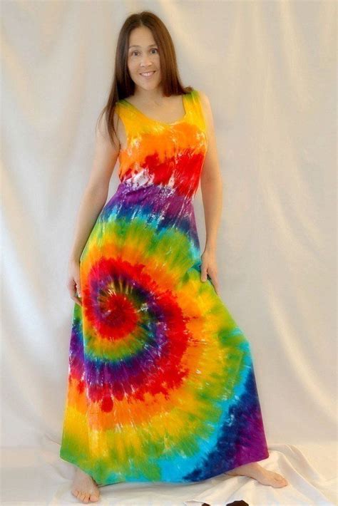 Tie Dye Rainbow Swirl Maxi Jurk Etsy Nederland Tie Dye Fashion Rainbow Dress Hippie Maxi Dress