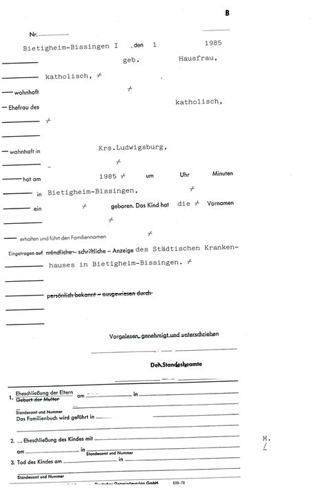 Geburtsurkunde Beglaubigte Abschrift Aus Dem Register Beglaubigte