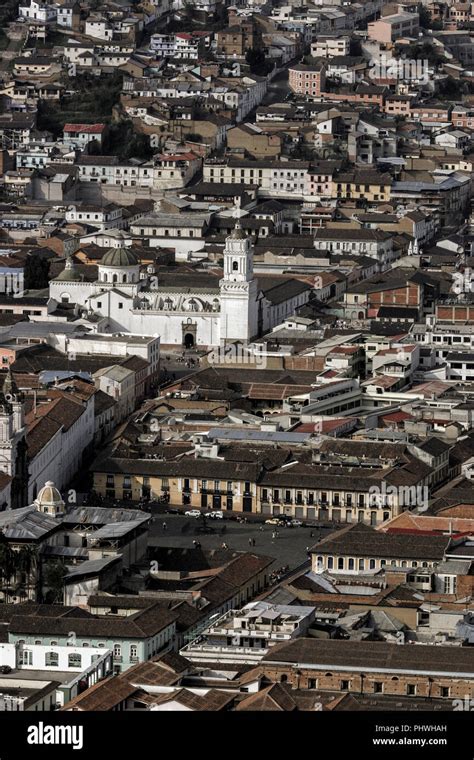 Aerial view of old city Quito in Ecuador Stock Photo - Alamy