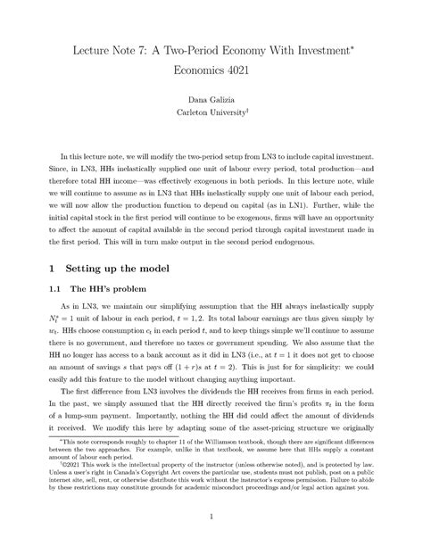 4021 Notes 07 Two Per RBC Advanced Macroeconomic Theory Econ 4021