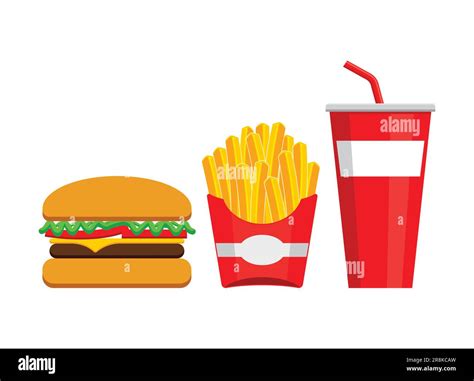 Classic Simple Burger Hamburger Fries And Drink Meal Combo Symbol Sign