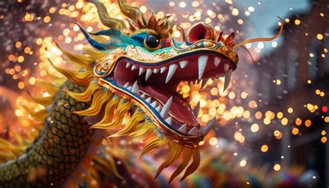 Premium Photo | A dynamic photo of a Chinese dragon parade