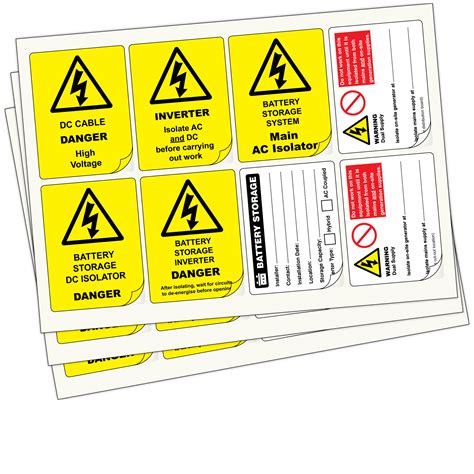 Complete Set Of Battery Storage Installation Labels Label Bar