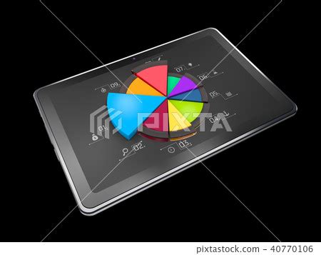 Creative Colorful Pie Chart On The Tablet Stock Illustration