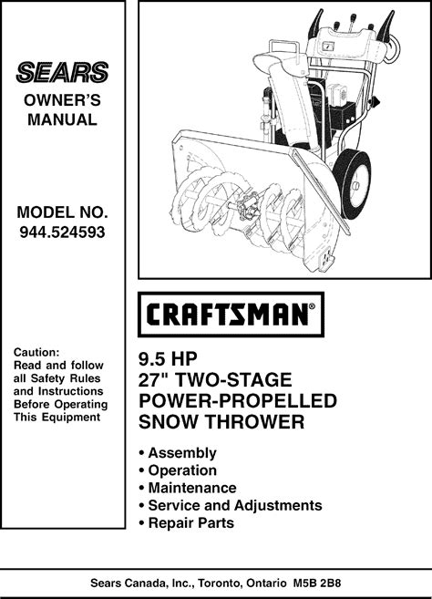 Craftsman User Manual Snow Thrower Manuals And Guides L