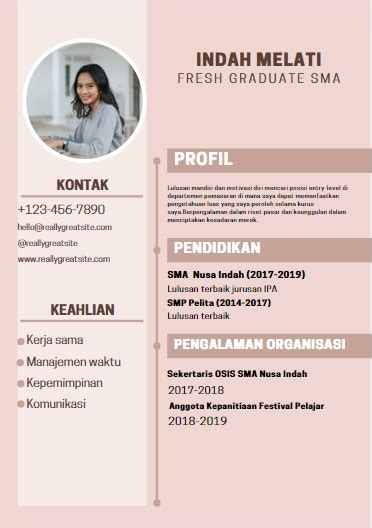 Contoh Cv Fresh Graduate Sma Yang Menarik Dan Benar