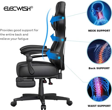 Elecwish Silla De Juegos Con Masajeador Silla De Computadora Con