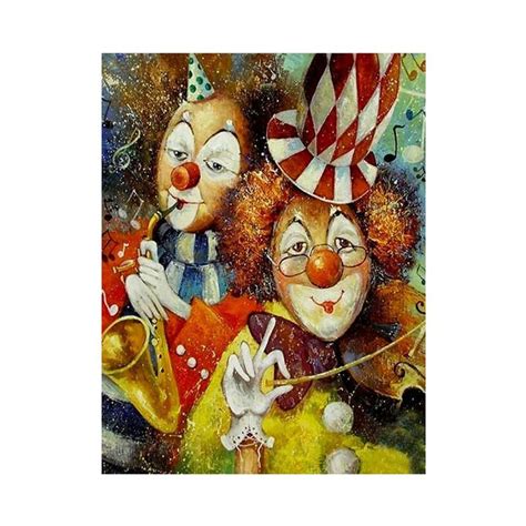 D Diy Two Clowns Round Square Drill Diamond Painting Mosaic Picture