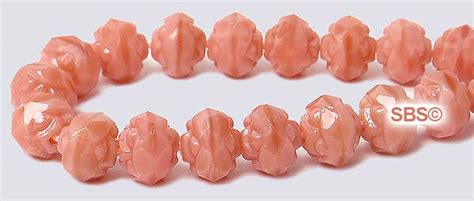 Rosebud Fire Polished Beads 6mm Pink Coral