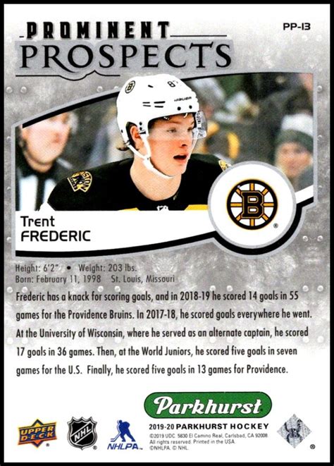 2019 20 Upper Deck Parkhurst Prominent Prospects Hockey Checklist