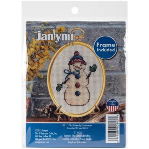 Janlynn Mini Counted Cross Stitch Kit 3 X4 Friendly Snowman 14 Count