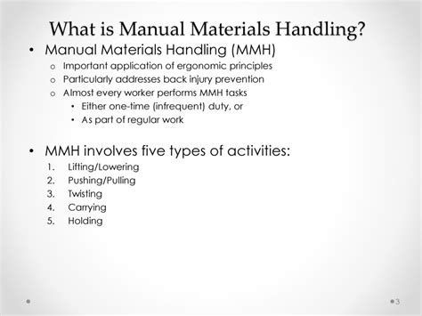 Manual Materials Handling Prepared By Ahmed M El Sherbeeny Phd Ppt