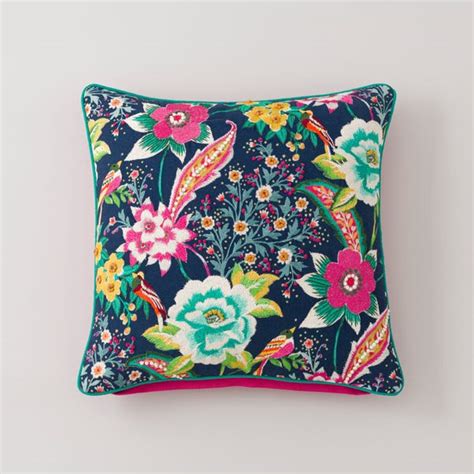 Jasmine Embroidered Floral Cushion | Dunelm