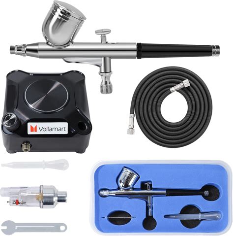 Sagud Airbrush Kit With Mini Air Brush Compressor Dual Action Gravity